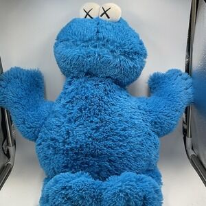 KAWS x Sesame Street Cookie Monster Plush Uniqlo Blue Stuffed Toy 18"